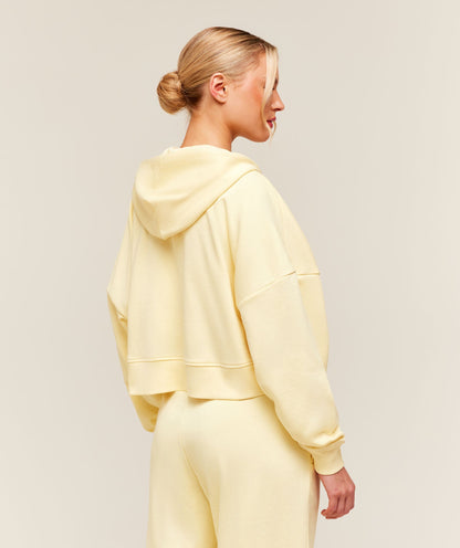 Women's Gymshark Training Oversized Boxy Zip Through Hoodie Butter Yellow