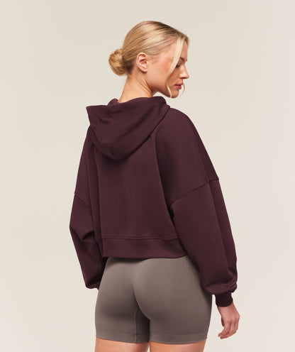 Women's Gymshark Training Oversized Boxy Zip Through Hoodie Cherry Purple