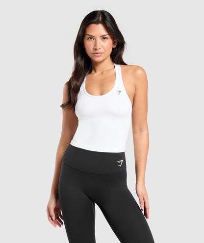 Women's Gymshark Training Racer Midi Tank White