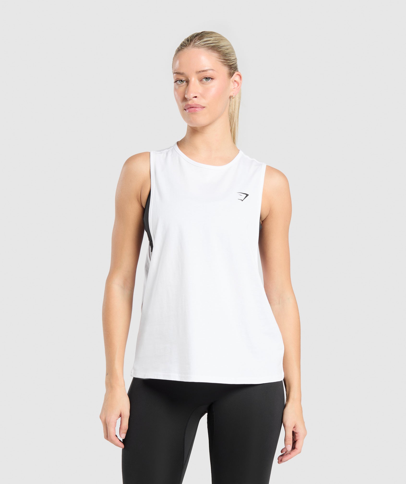 Women's Gymshark Training Drop Arm Tank White