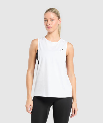 Women's Gymshark Training Drop Arm Tank White