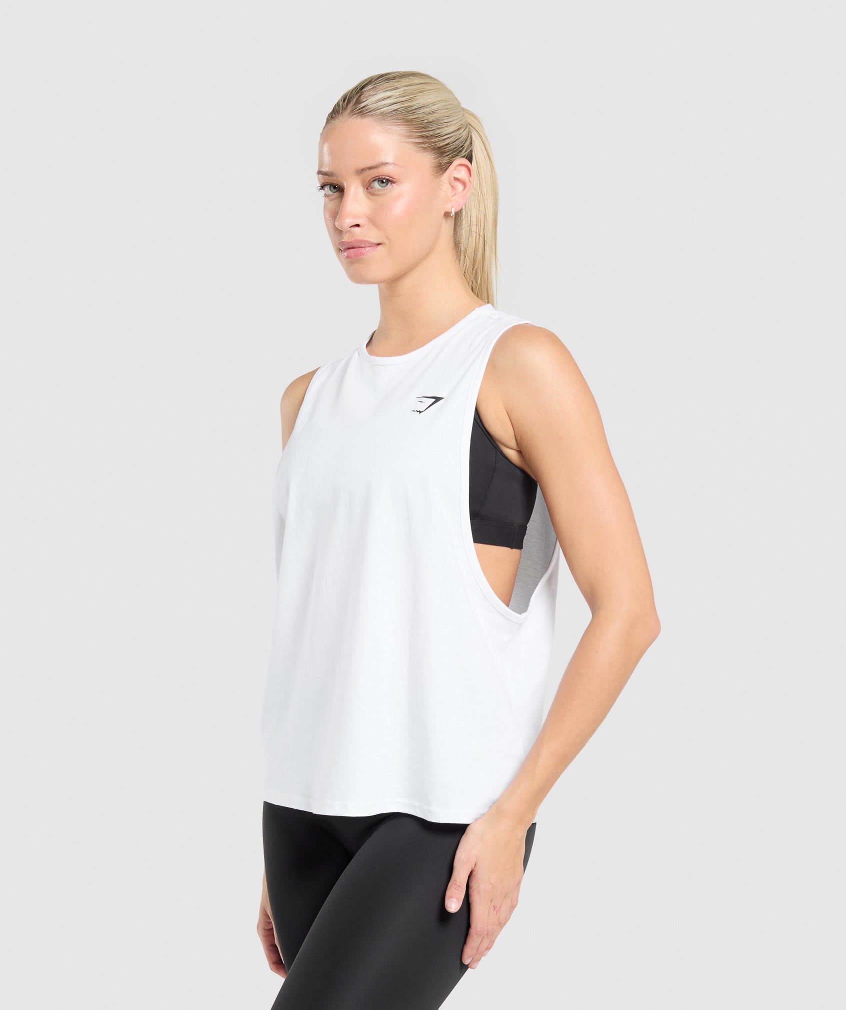 Women's Gymshark Training Drop Arm Tank White