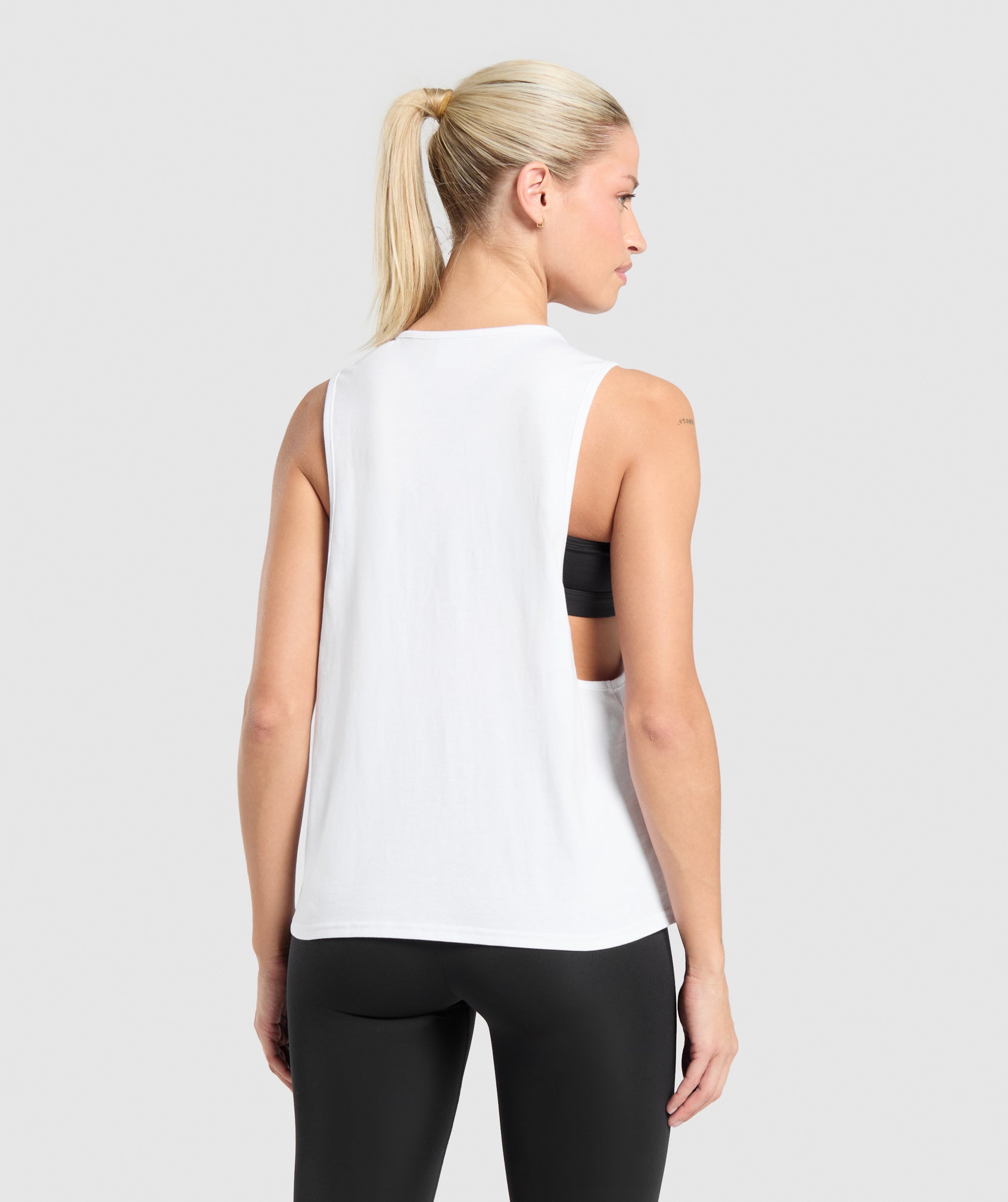 Women's Gymshark Training Drop Arm Tank White