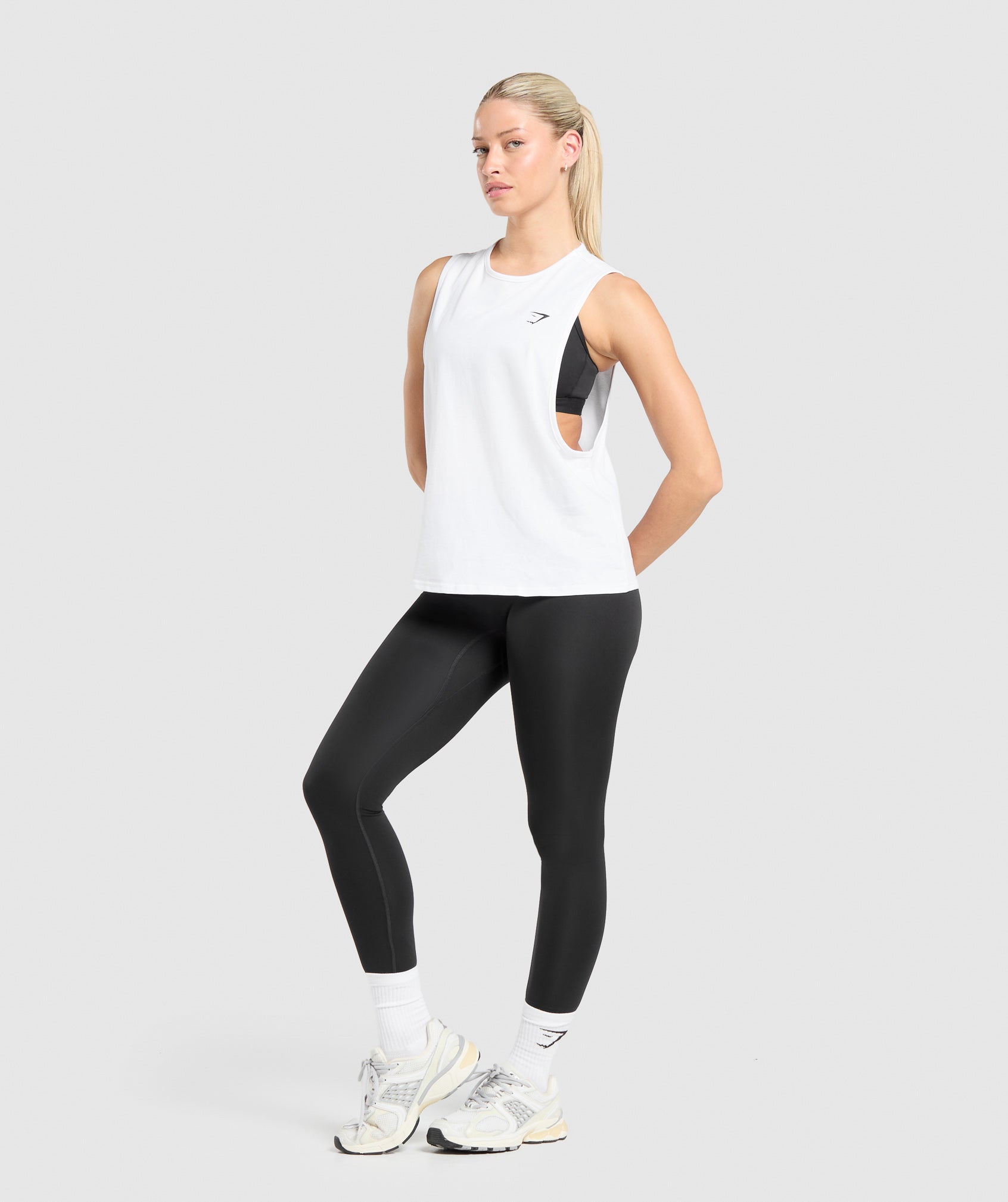 Women's Gymshark Training Drop Arm Tank White