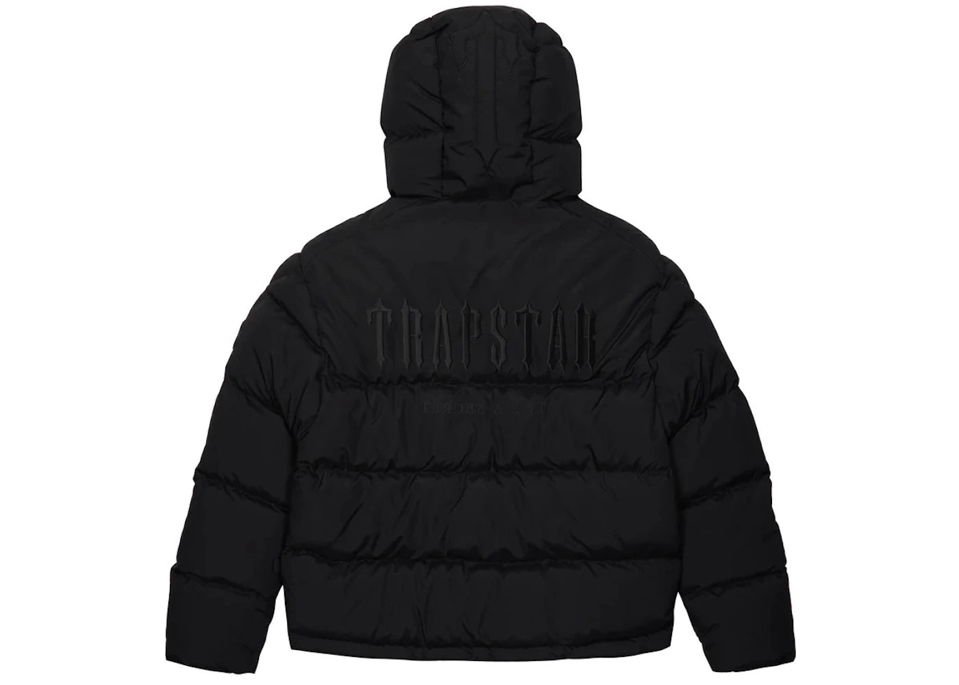 trapstar decoded 2.0 hooded puffer jacket blackout edition