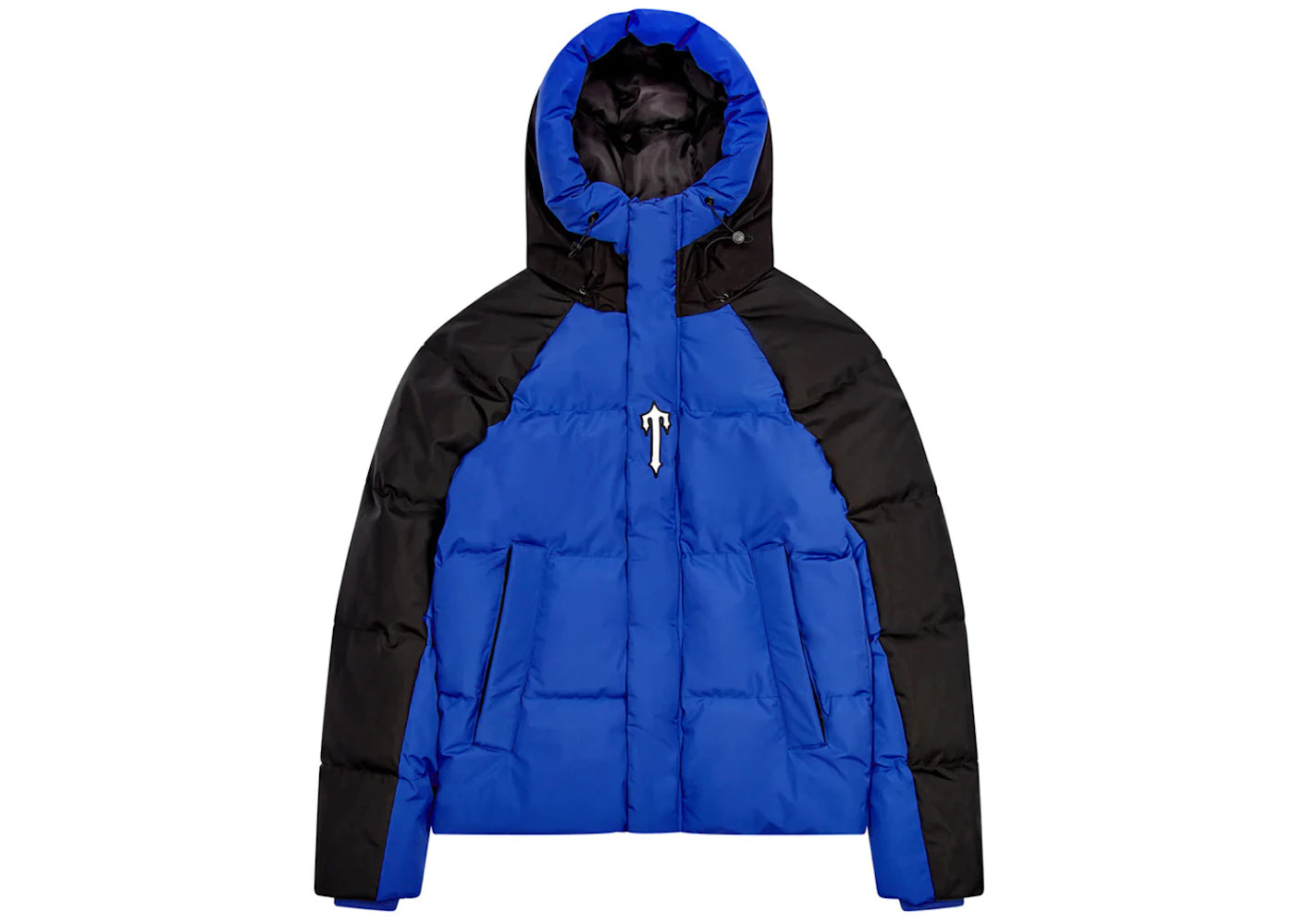 trapstar irongate arch puffer jacket (fw23) blue/black