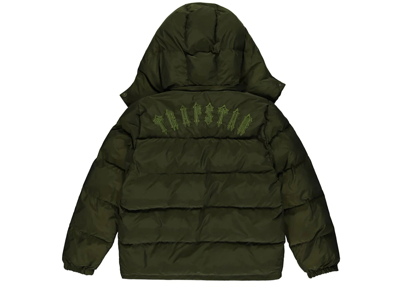 trapstar irongate detachable hooded puffer jacket olive