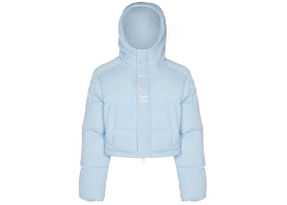trapstar women's decoded 2.0 hooded puffer ice blue