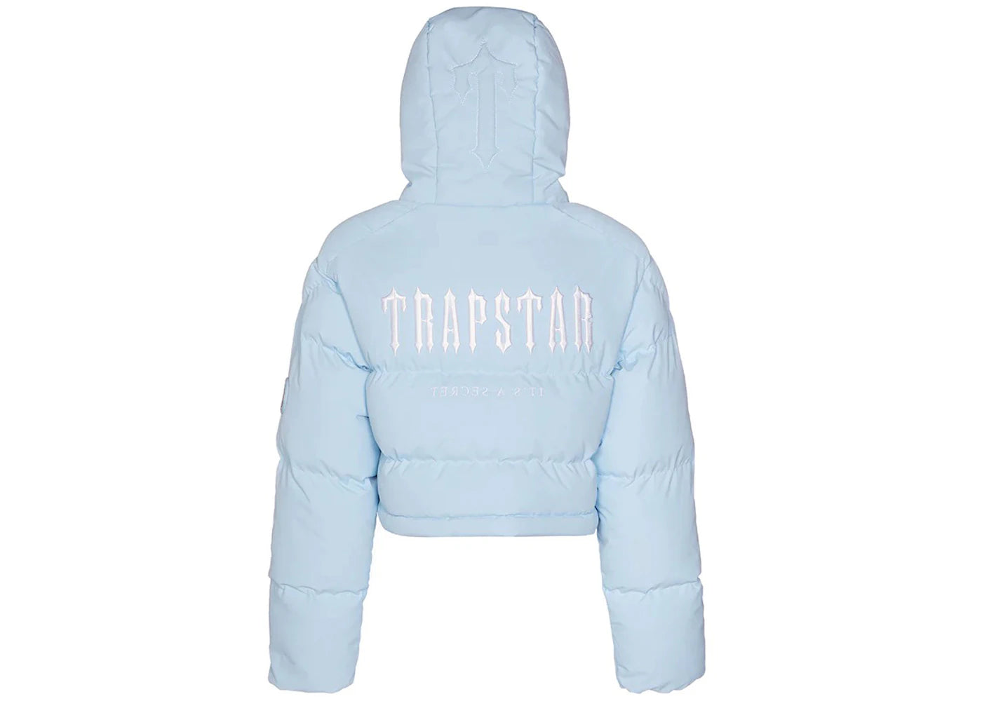 trapstar women's decoded 2.0 hooded puffer ice blue