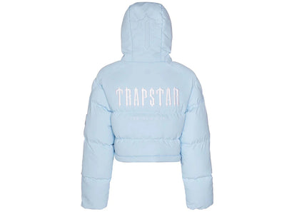 trapstar women's decoded 2.0 hooded puffer ice blue