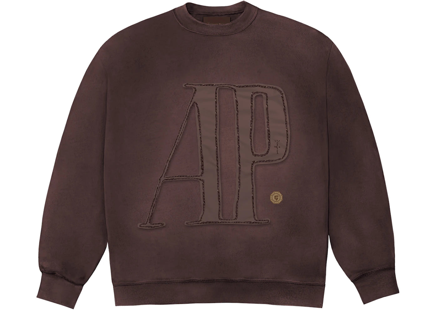 travis scott cj x audemars piguet logo crewneck brown