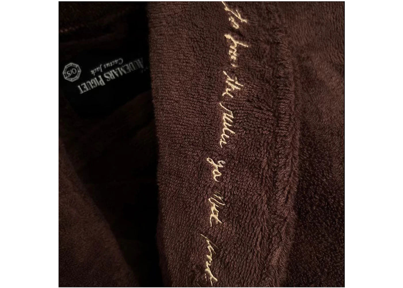 travis scott cj x audemars piguet logo plush robe brown