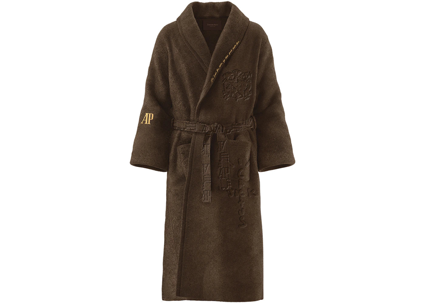travis scott cj x audemars piguet logo plush robe brown