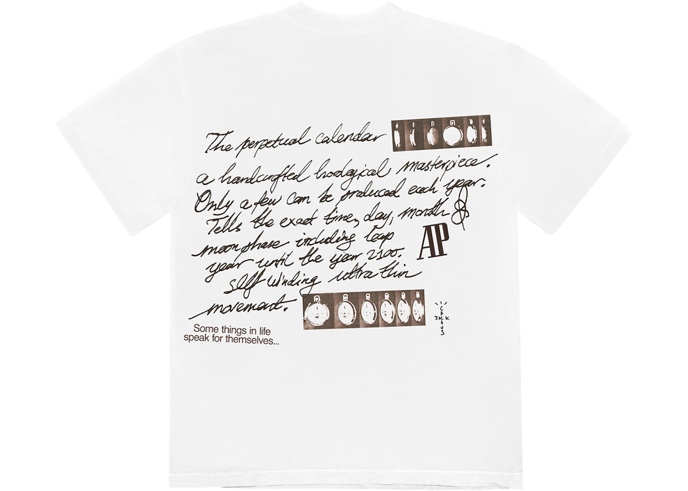 travis scott cj x audemars piguet perpetual calendar tee white