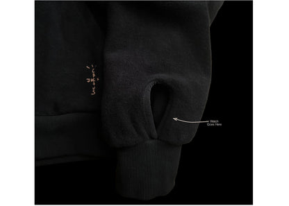 travis scott cj x audemars piguet split logo zip up hoodie black