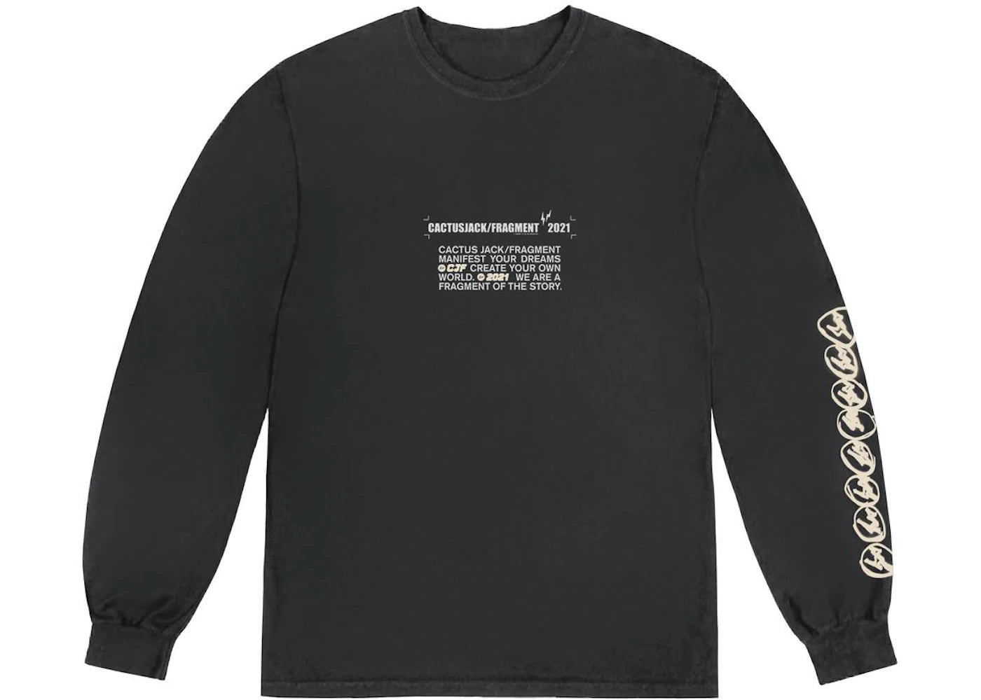 travis scott cactus jack for fragment logo l/s t-shirt washed black