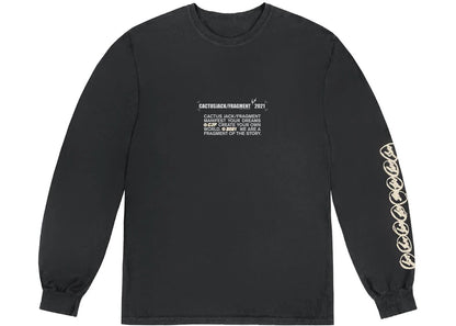 travis scott cactus jack for fragment logo l/s t-shirt washed black