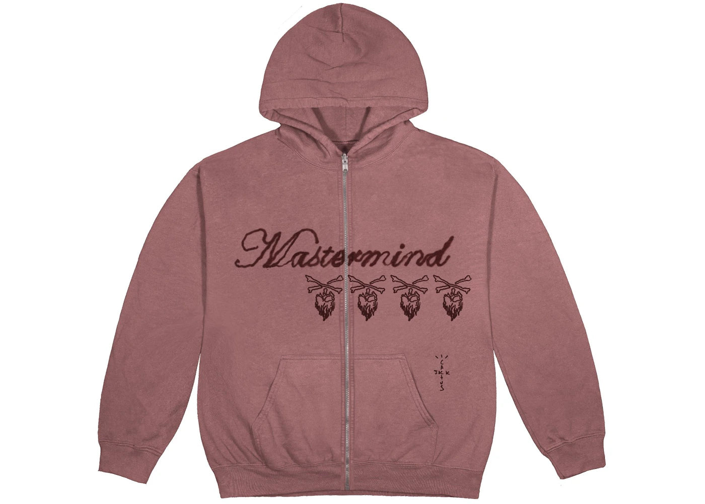travis scott cactus jack for mastermind skull zip up hoodie washed red