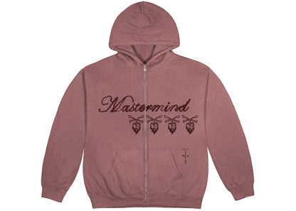 travis scott cactus jack for mastermind skull zip up hoodie washed red