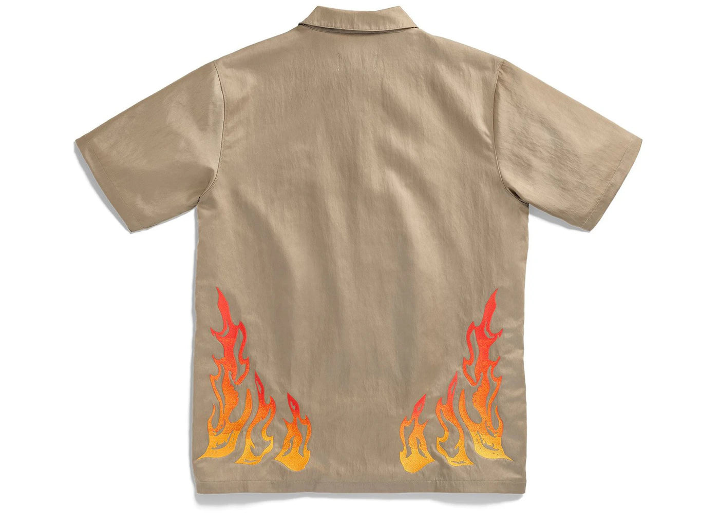 travis scott cactus jack x jordan button down shirt khaki/university red