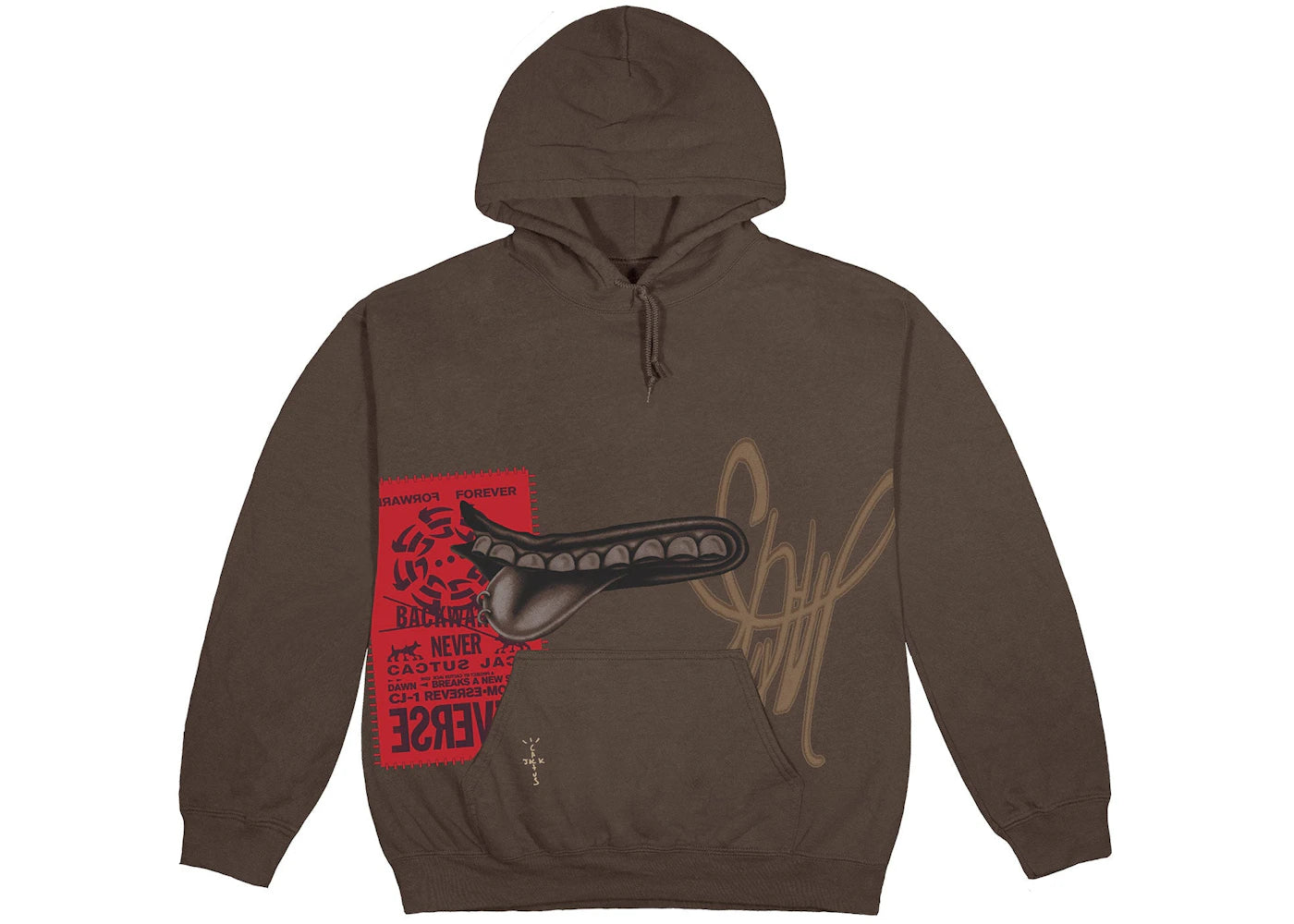 travis scott grin hoodie brown