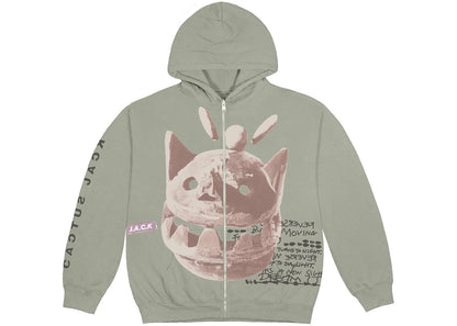 travis scott new sight zip up hoodie olive