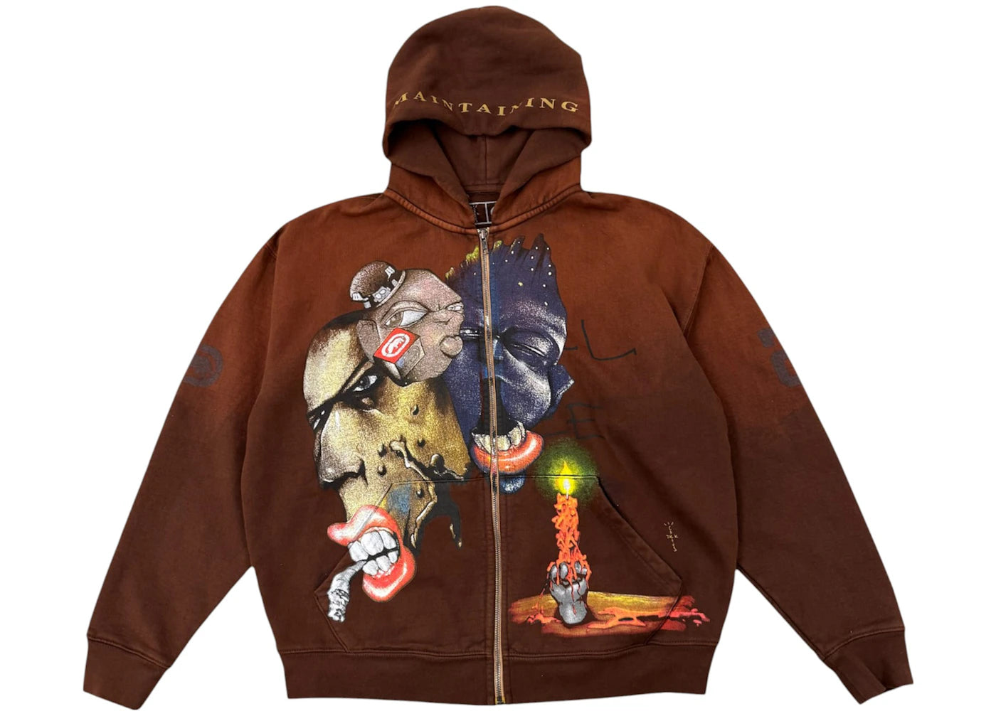 travis scott x ecko maintaining zip hoodie brown