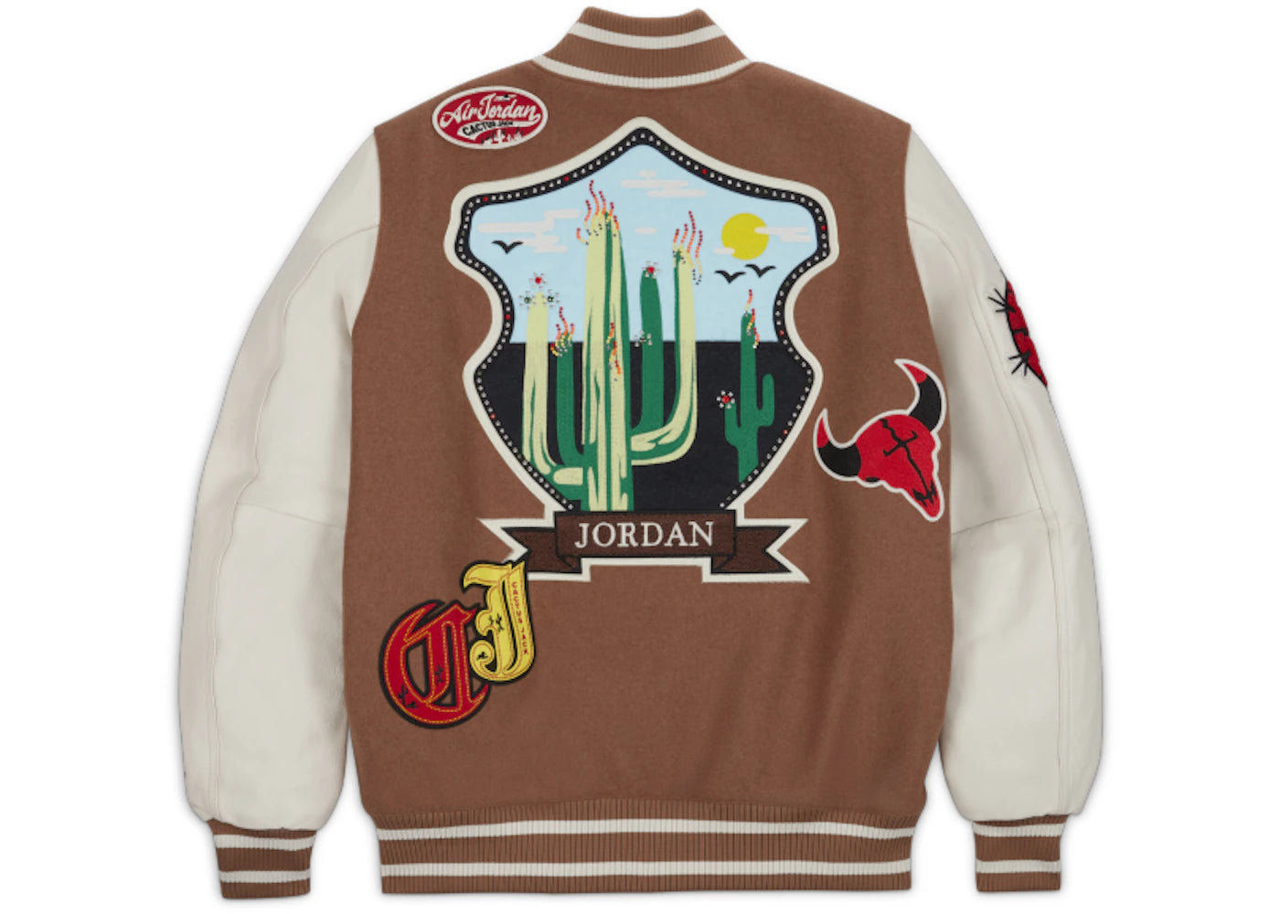 Travis Scott X Jordan Varsity Jacket Antique Brown – Kicks Machine