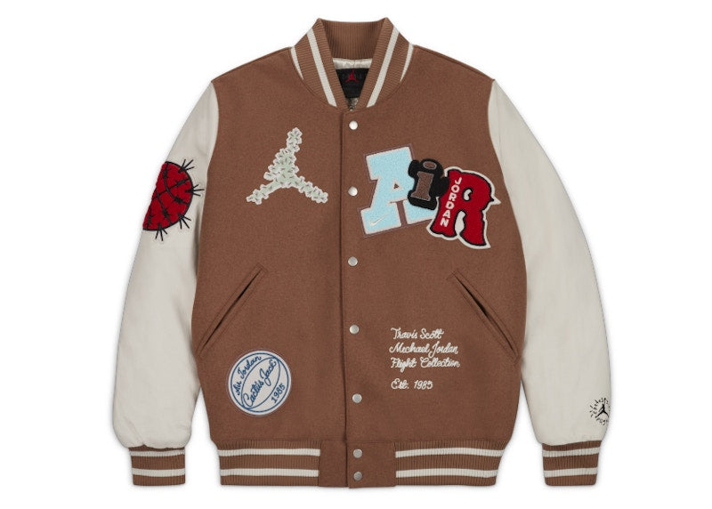 Travis Scott X Jordan Varsity Jacket (Asia Sizing) Antique Brown