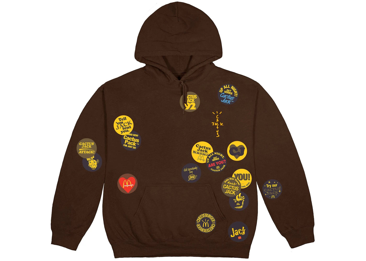 travis scott x mcdonald's sticker bomb hoodie brown