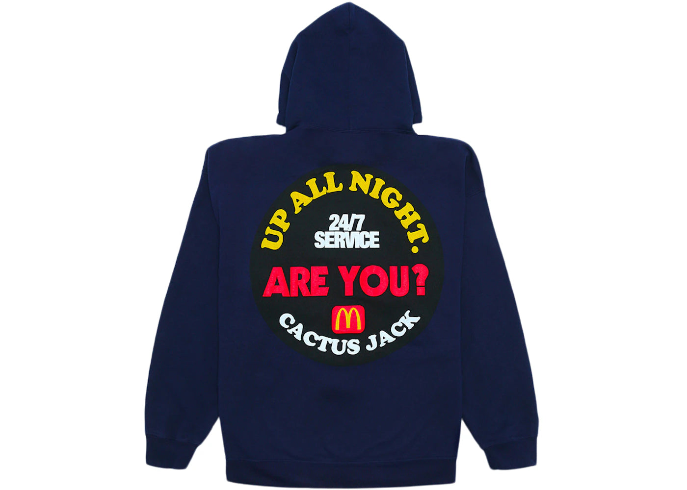 travis scott x mcdonald's up all night sticker hoodie navy