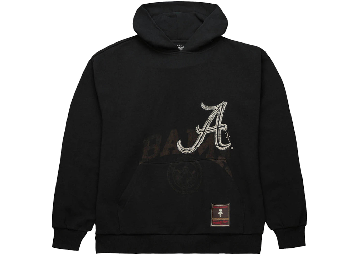 travis scott x mitchell & ness alabama crimson tide overlap pullover hoodie black