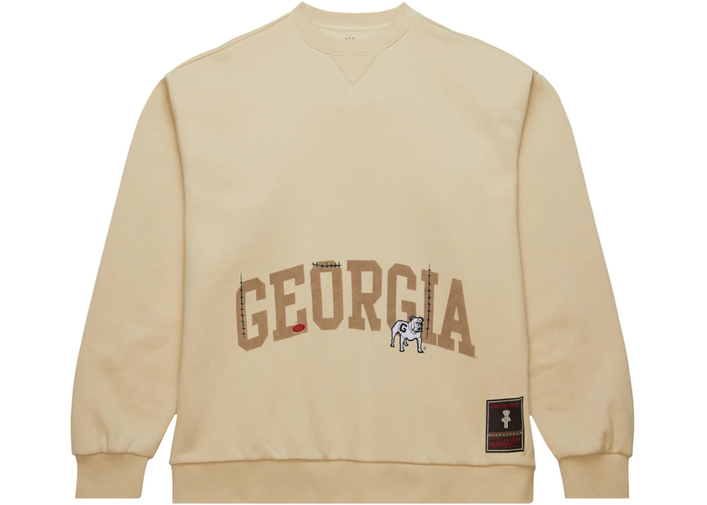 travis scott x mitchell & ness georgia bulldogs pullover sweatshirt tan
