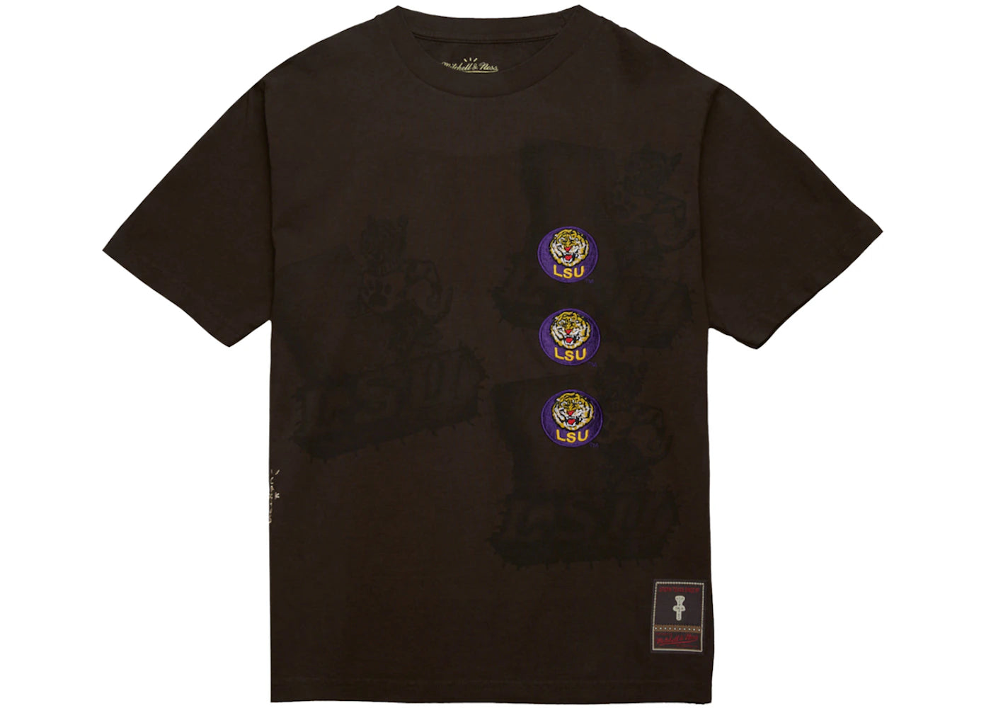 travis scott x mitchell & ness lsu tigers seal t-shirt brown