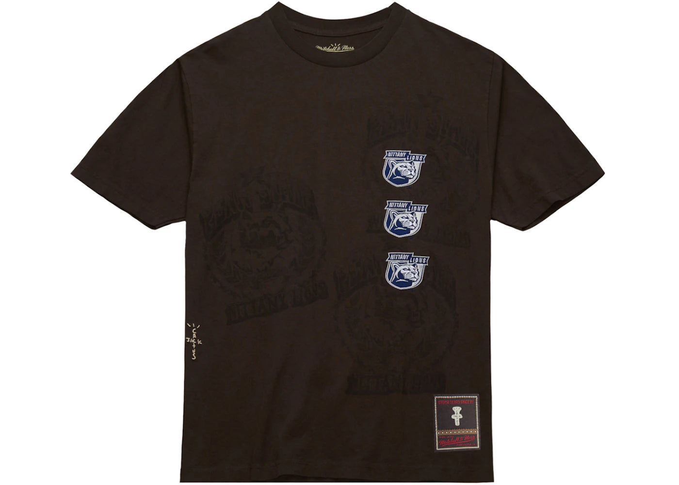 travis scott x mitchell & ness penn state nittany lions seal t-shirt brown