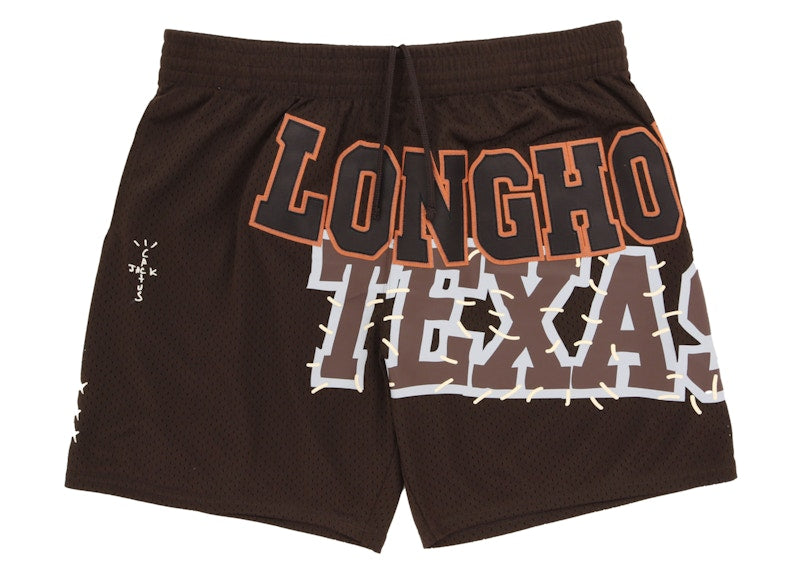 Travis Scott X Mitchell & Ness Texas Longhorns Basketball Shorts Brown