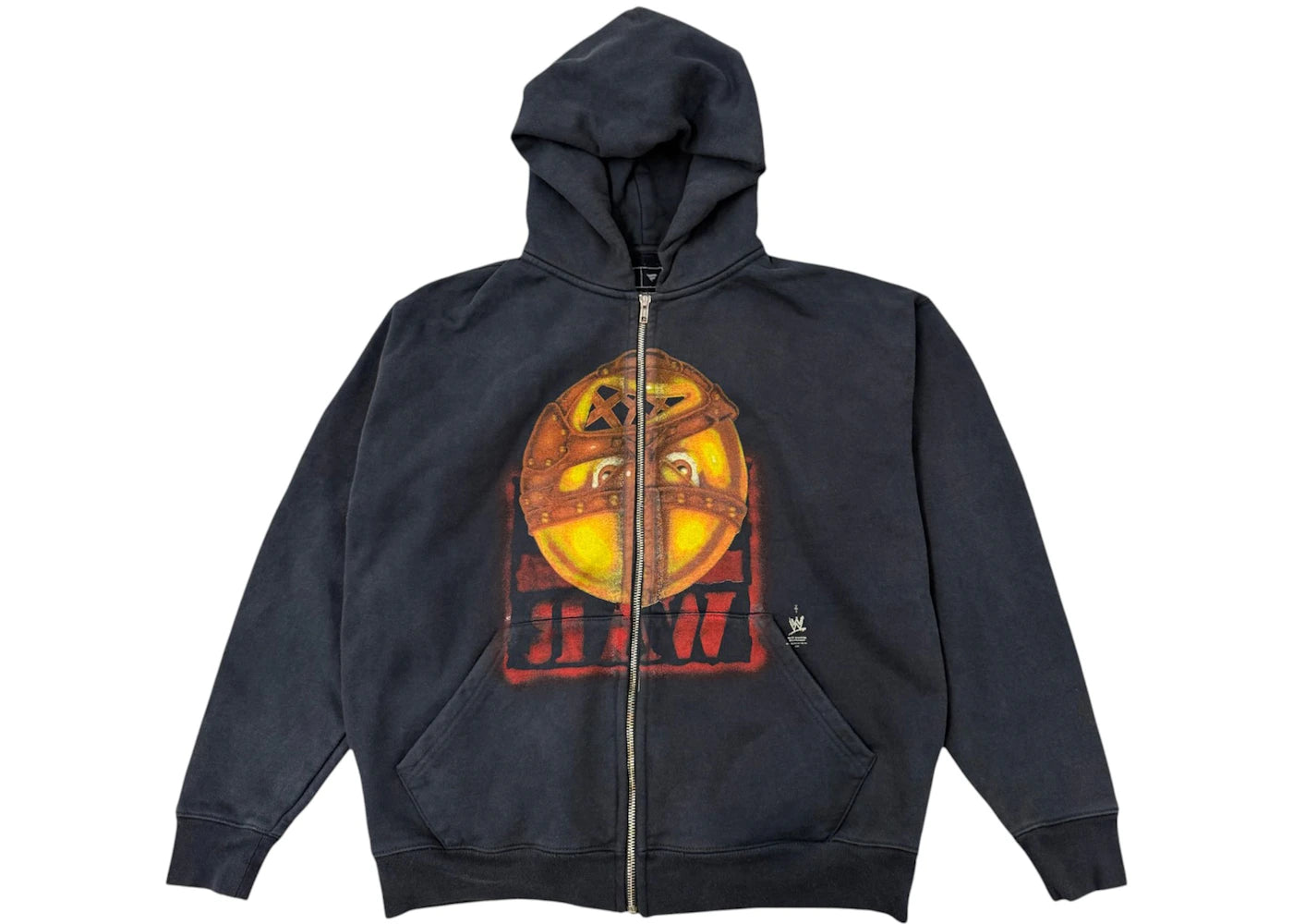 travis scott x wwe mankind zip hoodie black
