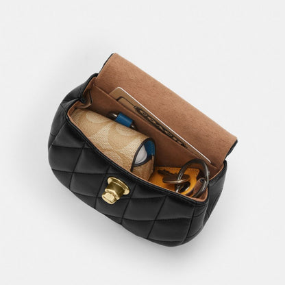 Coach Turnlock Card Case In Blocked Signature Canvas Gold Sand Tan