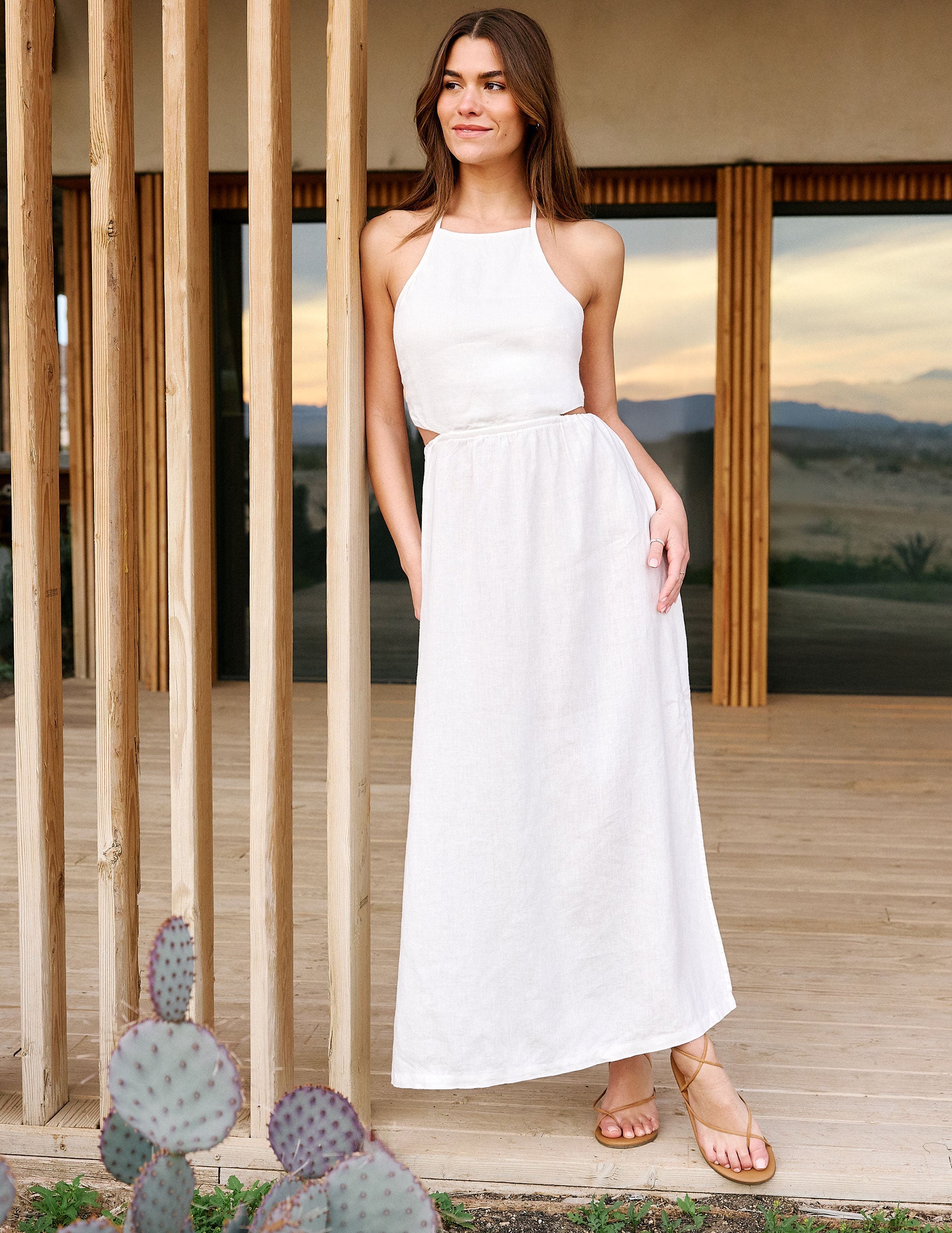 Beyond Yoga SoftWash Linen Halter Dress Women's