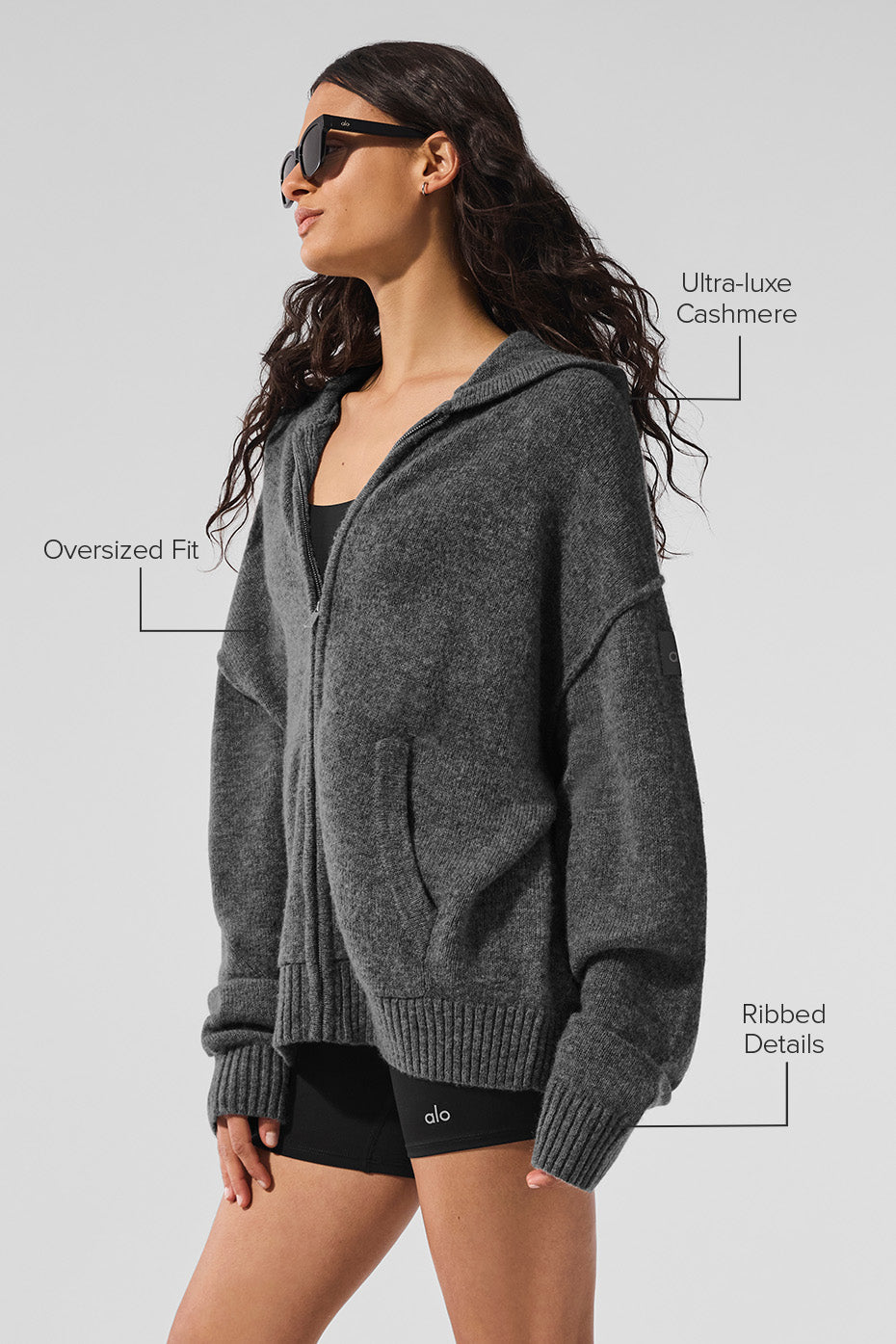 Alo Yoga Women'S Wool Cashmere New Class Full Zip Hoodie