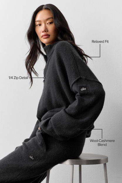 Alo Yoga Women'S Wool Cashmere New Class 1/4 Zip Pullover