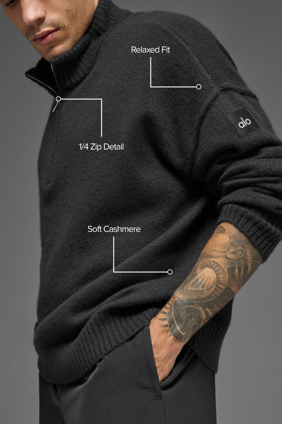 Alo Yoga Wool Cashmere New Class 1/4 Zip Pullover