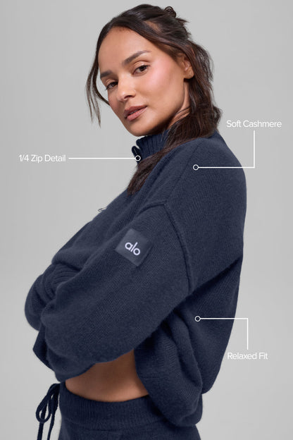 Alo Yoga Women'S Wool Cashmere New Class 1/4 Zip Pullover