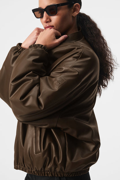 Alo Yoga Women'S Faux Leather Premier Bomber