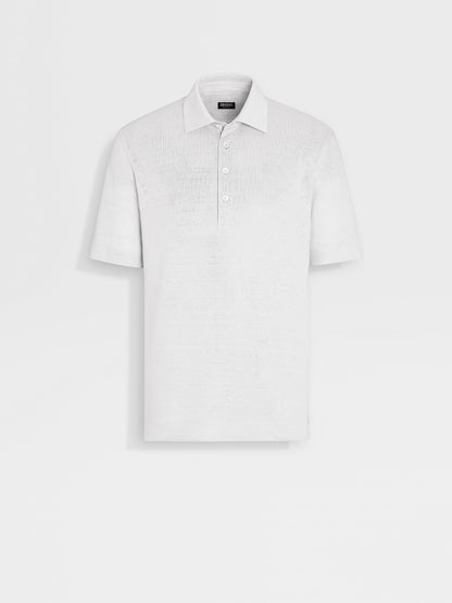 Zegna Optical White Linen Polo Shirt