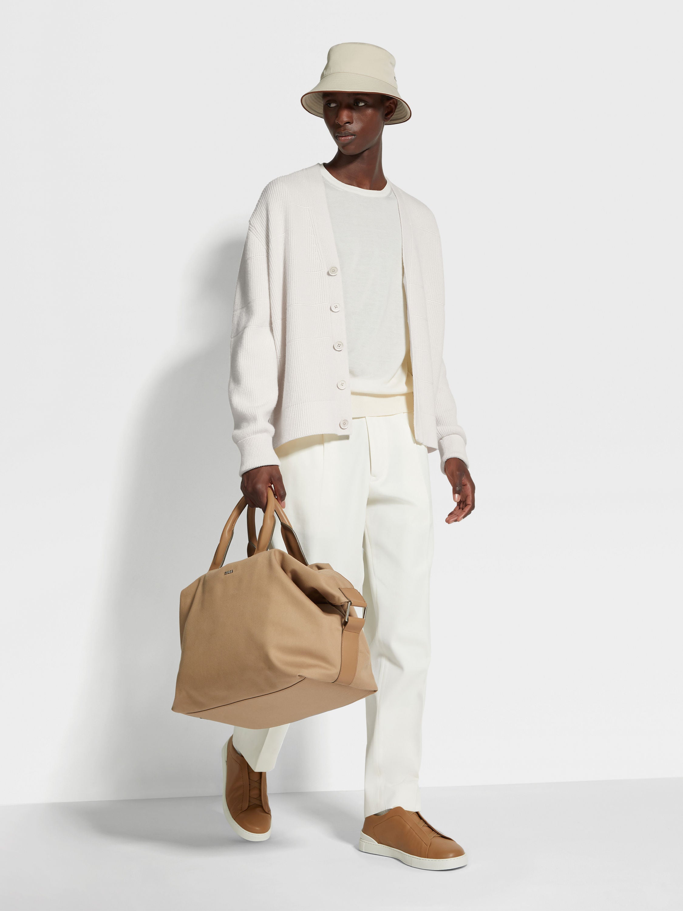Zegna White Cotton And Wool Pants