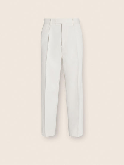 Zegna White Cotton And Wool Pants