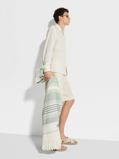 Zegna Off White Oasi Lino Bermuda Shorts