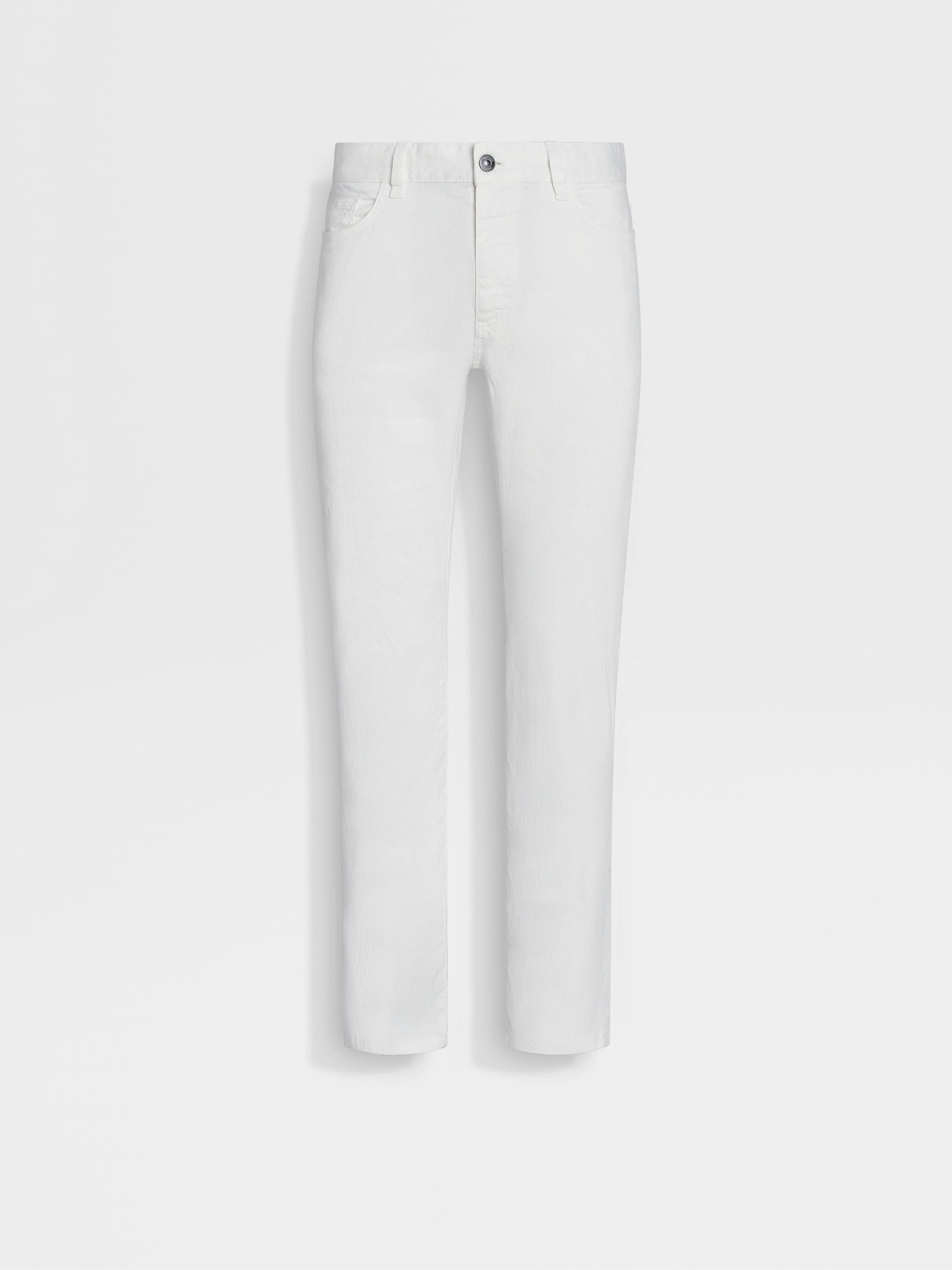 Zegna White Stretch Linen And Cotton Roccia Jeans