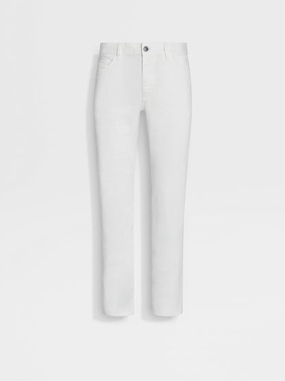 Zegna White Stretch Linen And Cotton Roccia Jeans